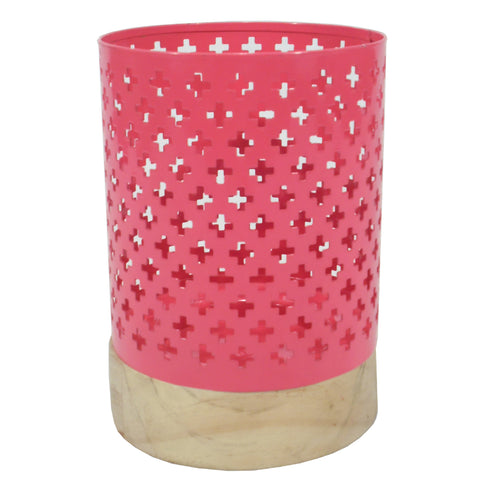 Wooden Candle Holder With Wax Candle ( 3"X 3" ) 4"X 4"X 10" HT