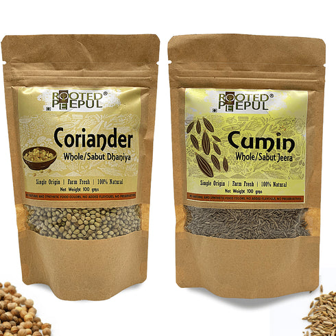Rooted Peepul Jeera Dhaniya Whole Combo Coriander Whole and Cumin Whole