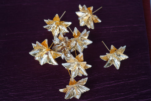 Pure Silver Shiny Golden Flowers 7g 1 Pcs