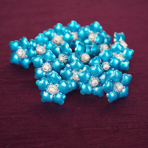 Pure Silver Enamel Blue Flowers 6g (Pack of 2)