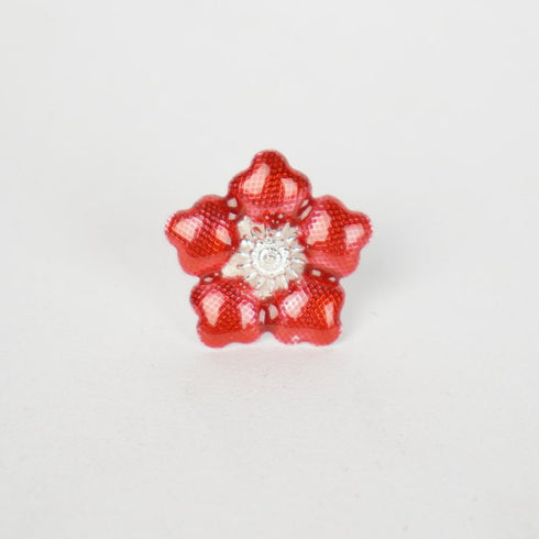 Pure Silver Enamel Red Flowers 6g (Pack of 2)