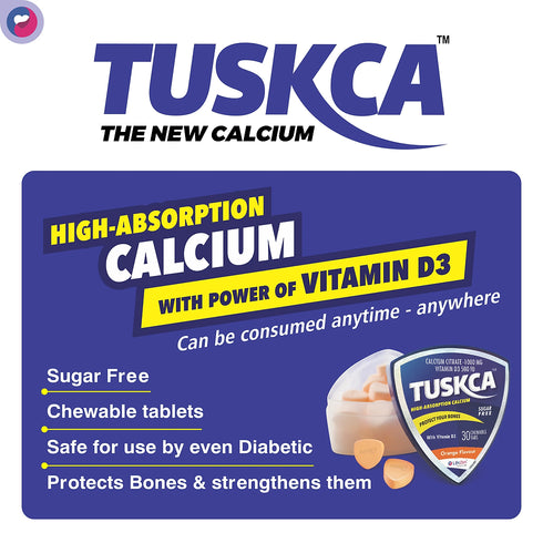 Lifezen Healthcare Tuskca Calcium with Vitamin D3 Sugar Free Chewable Tablet