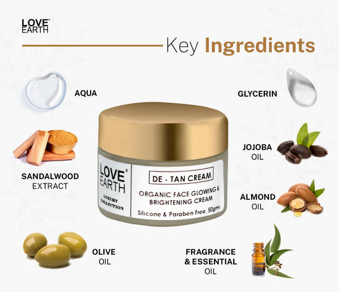 Love Earth DeTan Moisturizing Cream with Aloe VeraSandalwood for Pigmentation