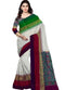 Cream With Purple And Green Color Silk Ikkat Saree