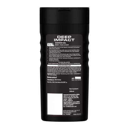 Nivea Men's Shower Gel Deep Impact Cleansing Body Wash