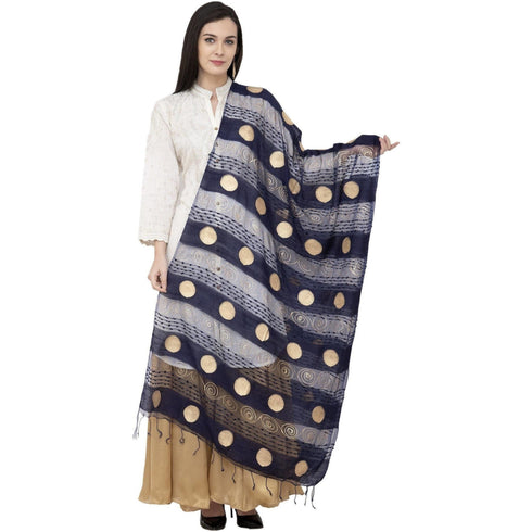 A R Silk payal Gold Print Fancy Dupatta Color Navy Dupatta or Chunni