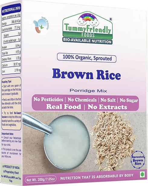 TummyFriendly Foods Organic Sprouted Brown Rice Porridge Mix Organic Baby Food for 6 Months Old