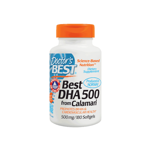 Doctor's Best DHA 500 from Calamari bottle of 180 soft gelatin capsules