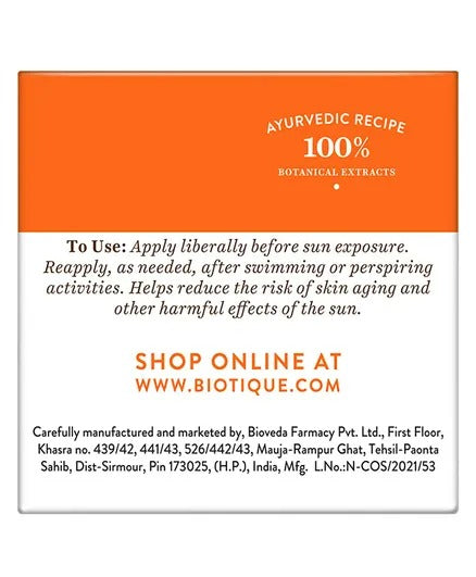 Biotique Advanced Ayurveda Bio Aloe Vera 30+SPF UVA |UVB Sunscreen Ultra Soothing Face Cream | Lotion