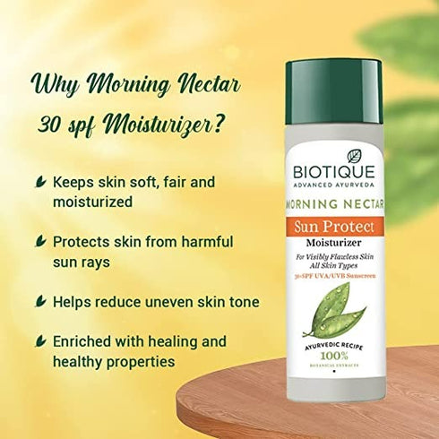 Biotique Advanced Ayurveda Bio Morning Nectar Visibly Flawless Sun Protector 30+SPF UVA |UVB Sunscreen