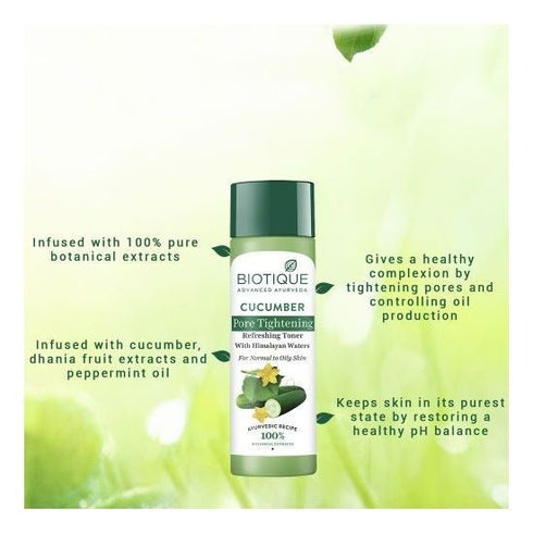 Biotique Bio Cucumber Pore Tightening Freshener With Himalayan Waters 120ml