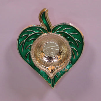 Pure Silver Peepal Leaf Pattern Fancy Diya 12.2g