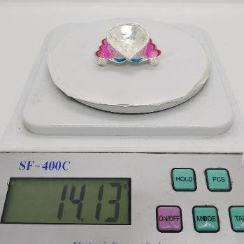Pure Silver Pink Butterfly Fancy Diya 14.2g