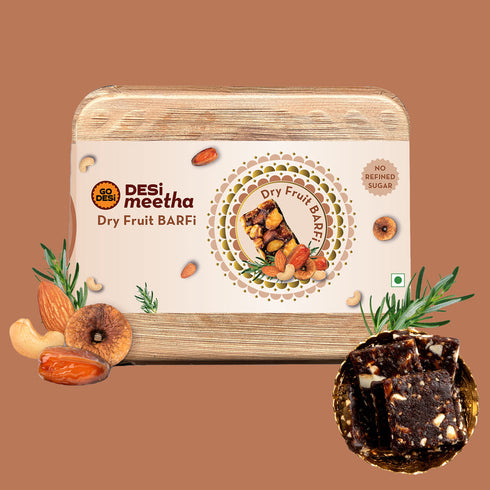 Go Desi Dry-Fruit Barfi | Anjeer, Dates, Badam & Cashews | DESi Meetha