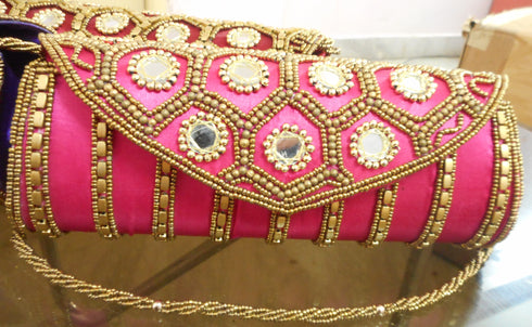 Fancy Mirror And Metal Beads Work Clutch - 250gms
