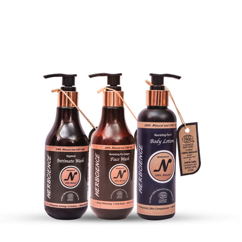 Herb Cience Women Care Combo | Face Wash 250ml Body Lotion 250ml and Intimate Wash 250ml