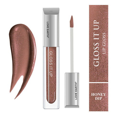 Love Earth Lip Gloss Honey Dip |Brown Glitter
