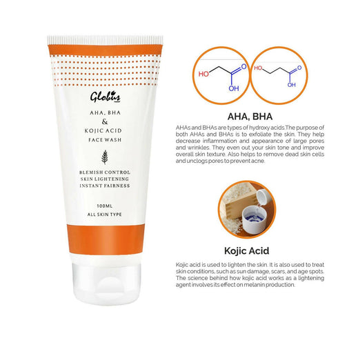 Globus Naturals AHA, BHA & Kojic Acid Face wash