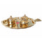 Leaf Shape Brass Tray with Haldi Boxes