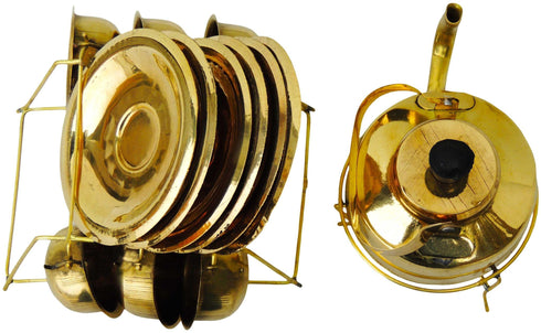 Brass Miniature Tea Cup Saucer Kettle Set 0.008Kg