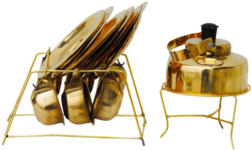 Brass Miniature Tea Cup Saucer Kettle Set 0.008Kg