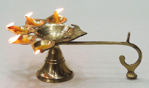 Brass Table Oil Lamp Deepak 5 Wicks 0.1Kg