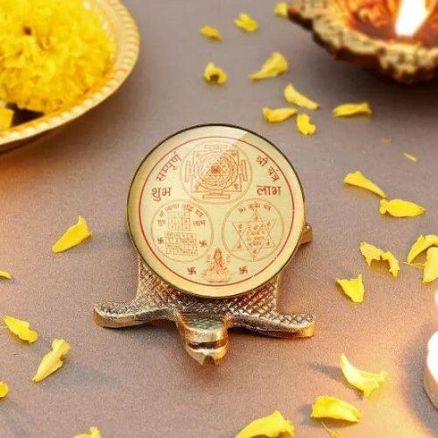 Sampurna Shri Yantra On Brass Tortoise 0.13Kg