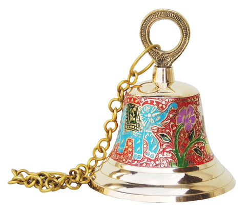 Brass Hanging Pooja Bell Red Color 0.506Kg