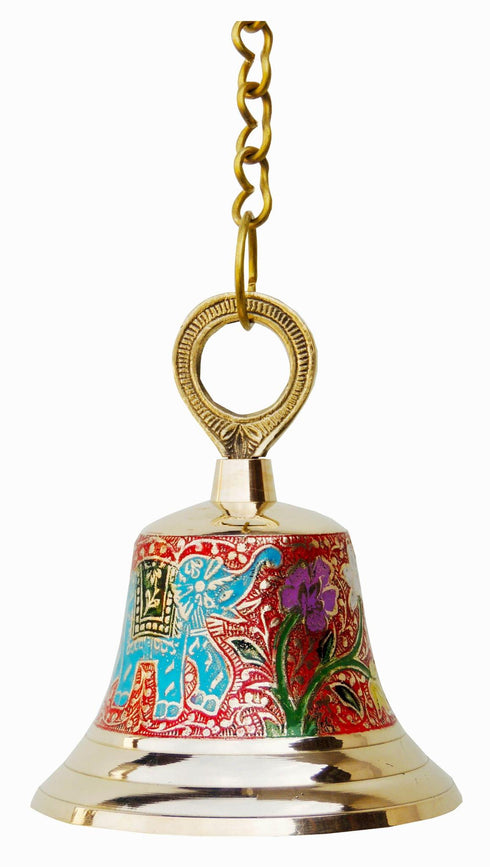Brass Hanging Pooja Bell Red Color 0.506Kg
