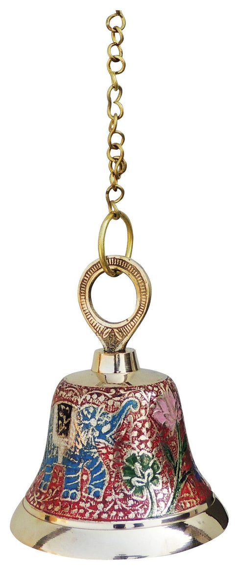 Brass Hanging Pooja Bell Red Color 0.372Kg