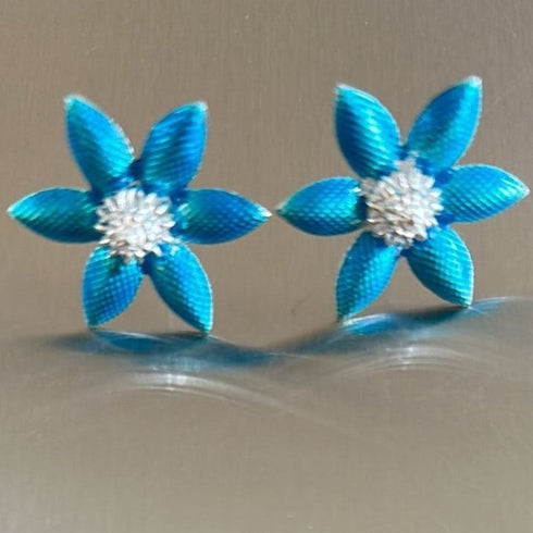 Pure Silver Enamel Blue Flowers 5g (Pack of 2)