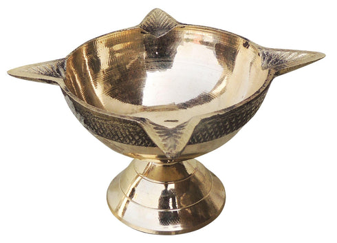 Brass Table Oil Lamp Deepak 4 Wicks 0.11Kg