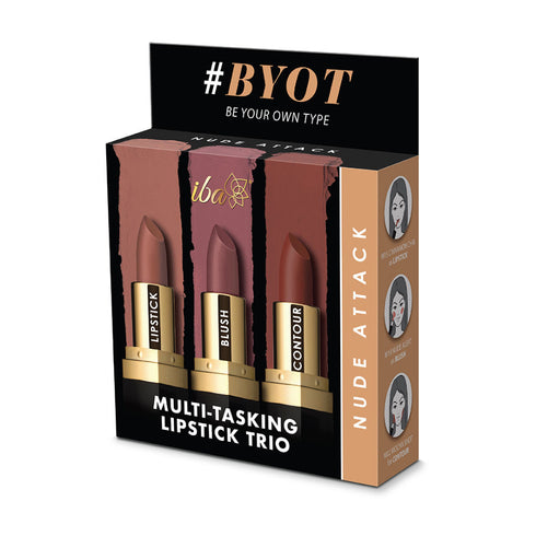 Iba Multi-Tasking Lipstick Trio - Nude Attack 12g