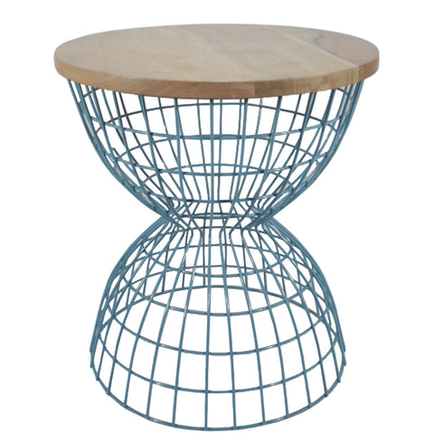 Sky Blue Iron Table 16"X16"X20"HT