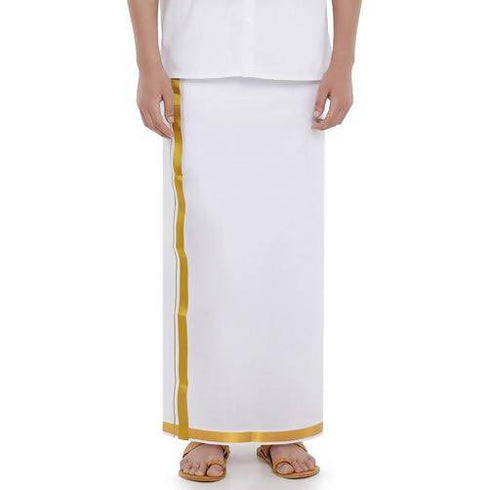Ramraj Cotton Crimson 1 inch Border Dhoti