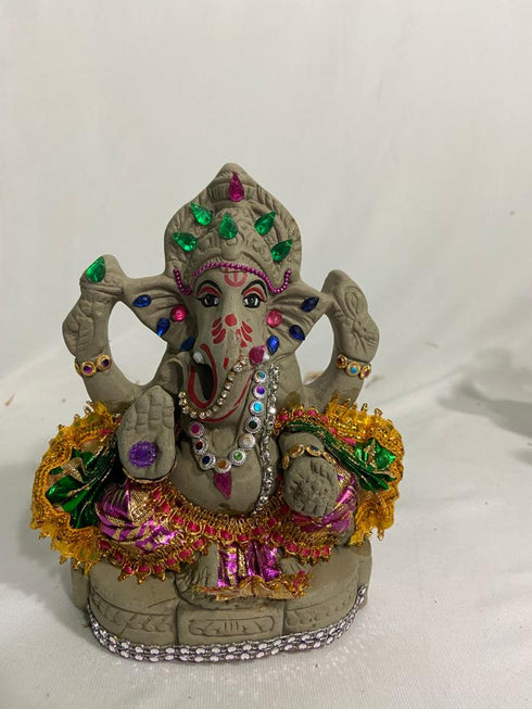 Decorated Clay Ganesha 7" - 1000gms
