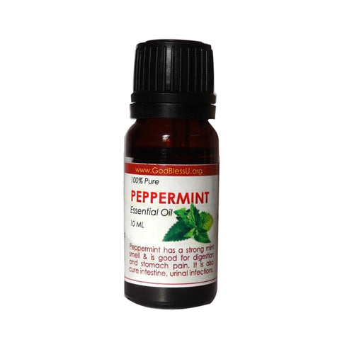 God Bless U 100% Pure Essential Oil Peppermint,bottle of 10 ml Oil X 2