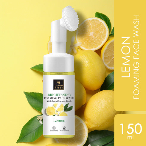 Good Vibes Lemon Brightening Foaming Face Wash With Deep Cleansing Brush 150ml