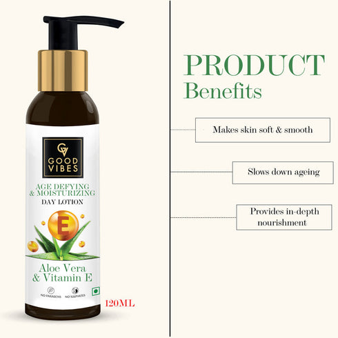 Good Vibes Plus Aloe Vera + Vitamin E Age Defying + Moisturizing Day Face Lotion with Milk Protein