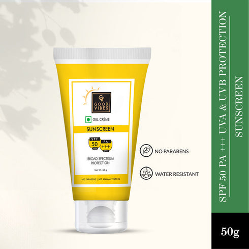 Good Vibes UVA & UVB Protection SPF 50 PA+++ Broad Spectrum Gel Creme