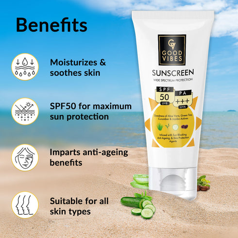 Good Vibes Wide Spectrum Protection Sunscreen with SPF 50 PA +++