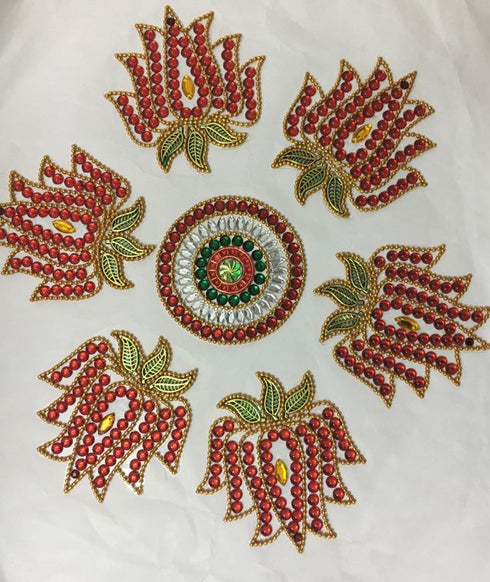 Handicraft Designer Rangoli Sticker - Jewel Stone Decorations