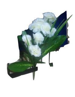 Decorative White Flower Bunch With Green Leaves - 1000gms
