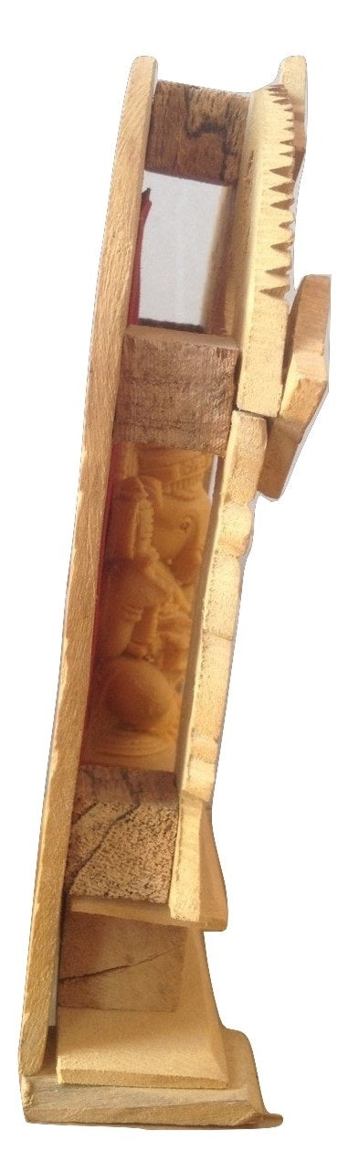 White Wood Ganesh Idol With Frame