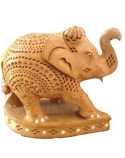 White Wood Big Elephant Statue