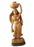 White Wood Lady With A Pot Statue