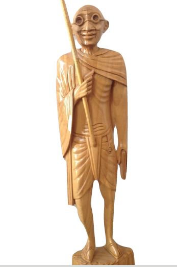 White Wood Standing Gandhi Statue