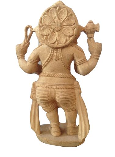 White Wood Standing Ganesh Statue