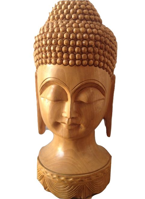 White Wood Lord Buddha Statue - Big