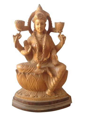 White Wood Laxmi Devi Statue